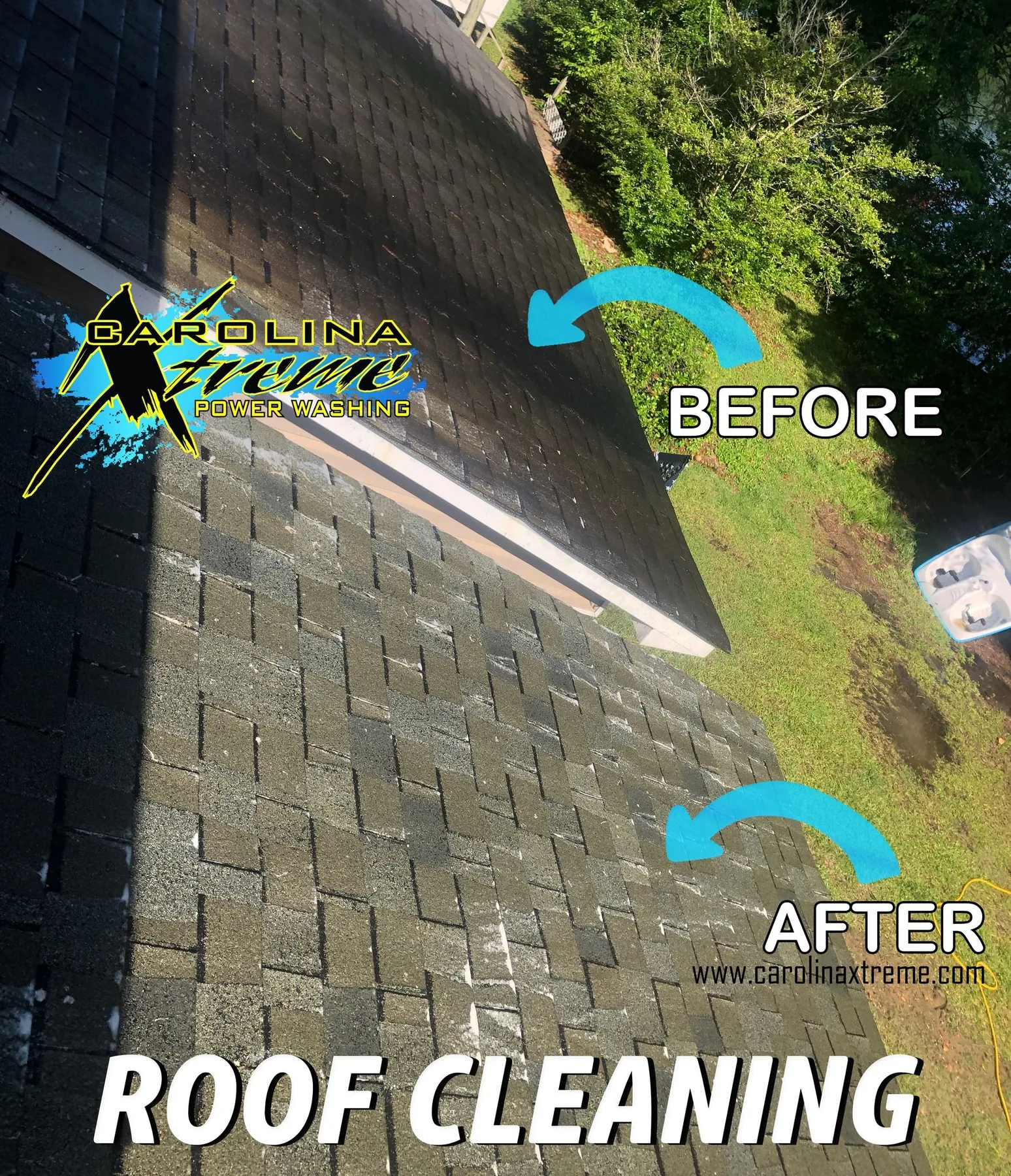 Roof – SoftWash result by Carolina Xtreme
